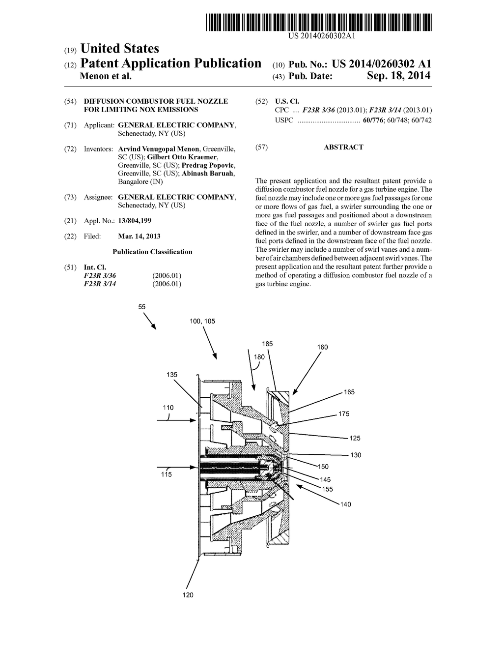 DIFFUSION COMBUSTOR FUEL NOZZLE FOR  LIMITING NOx EMISSIONS - diagram, schematic, and image 01