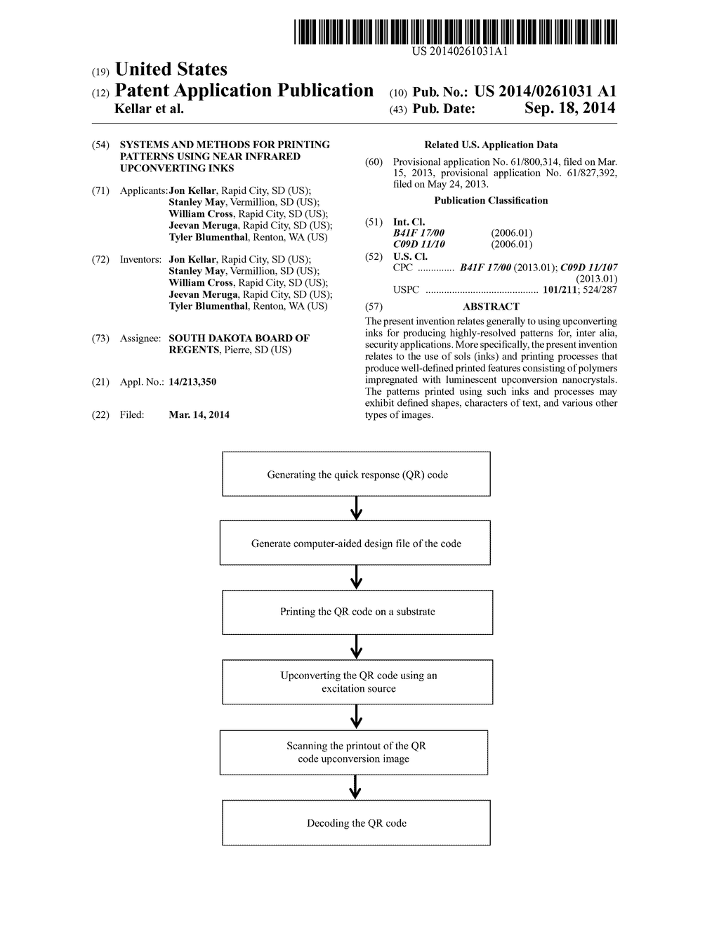 SYSTEMS AND METHODS FOR PRINTING PATTERNS USING NEAR INFRARED UPCONVERTING     INKS - diagram, schematic, and image 01