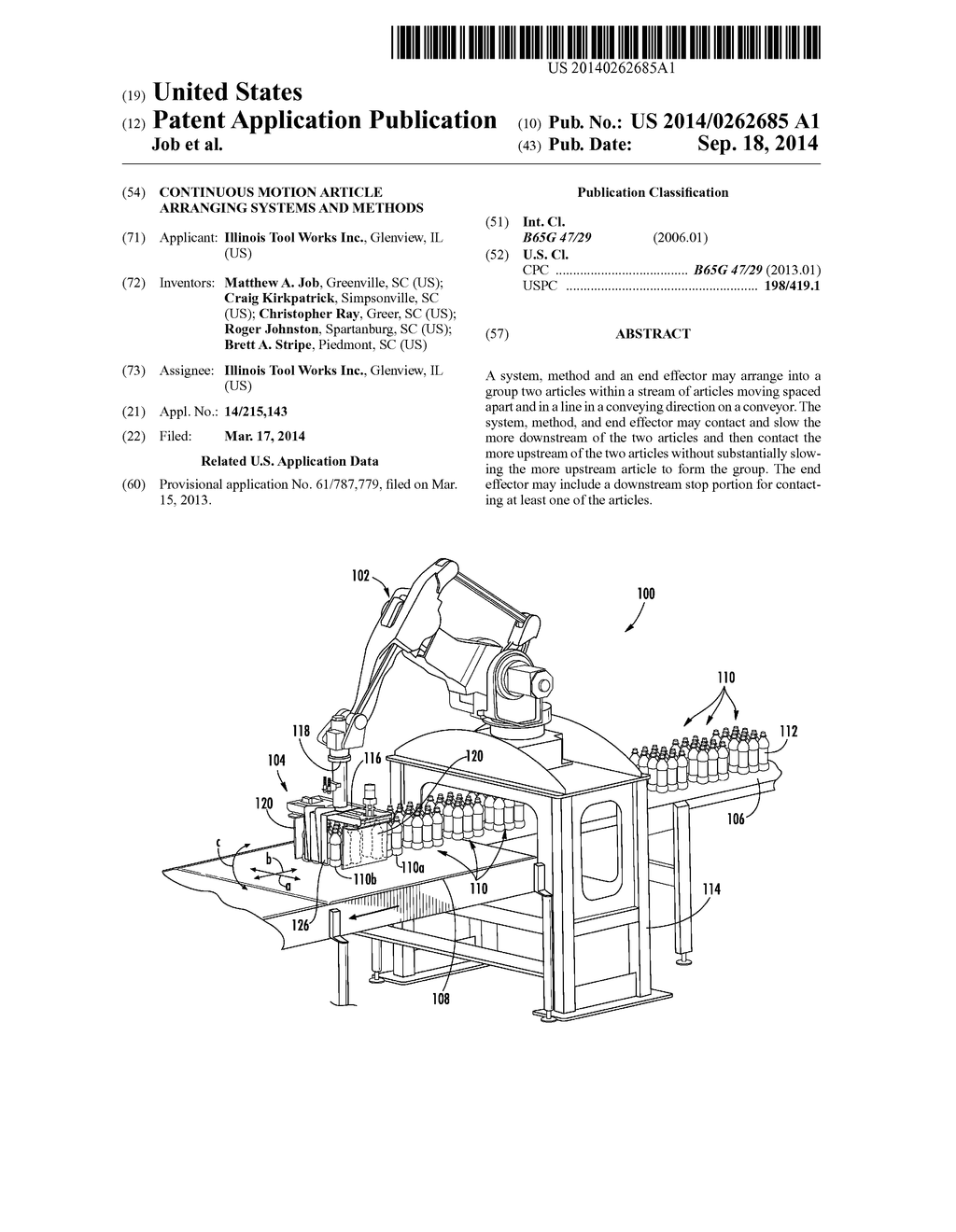 Continuous Motion Article Arranging Systems and Methods - diagram, schematic, and image 01