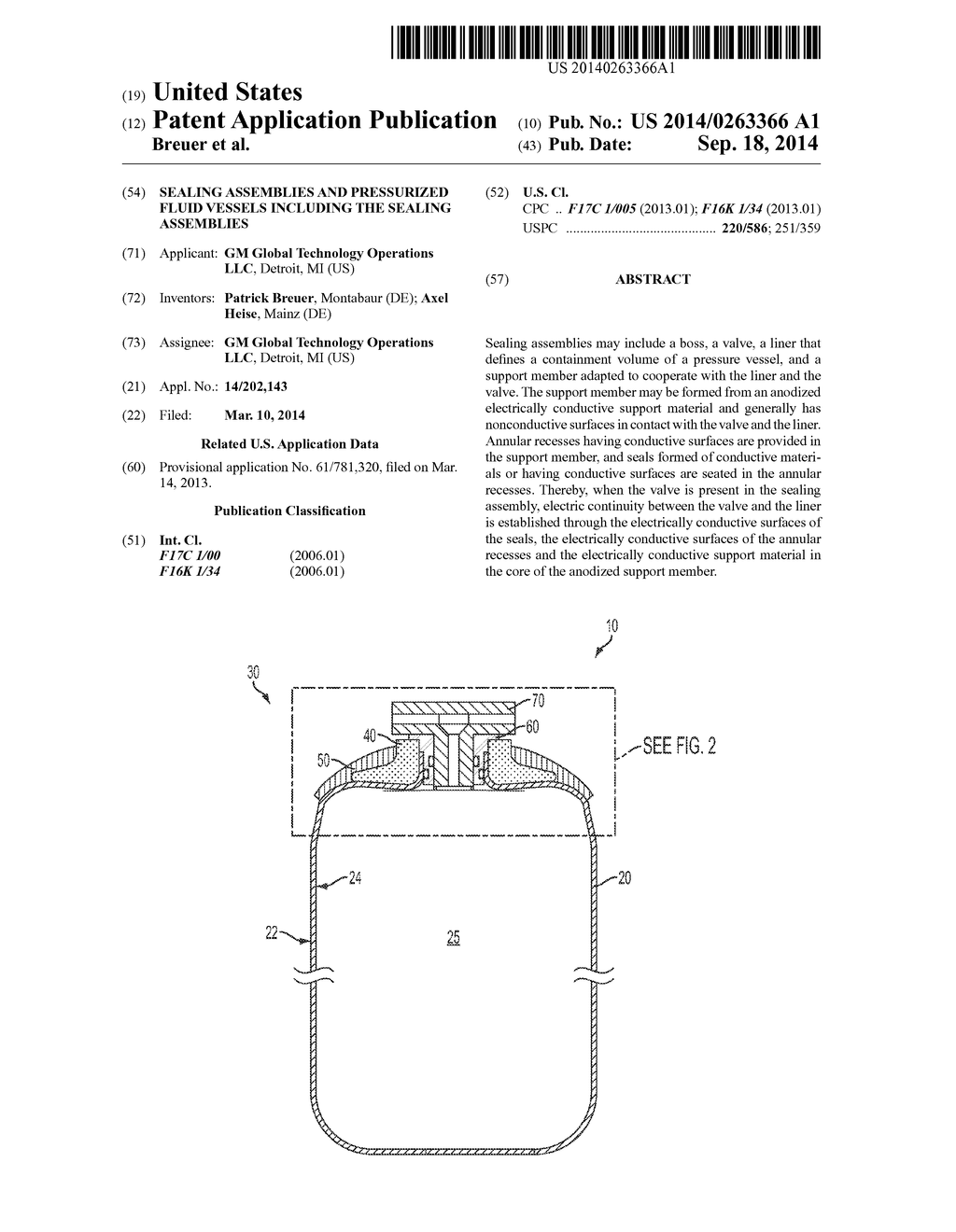 SEALING ASSEMBLIES AND PRESSURIZED FLUID VESSELS INCLUDING THE SEALING     ASSEMBLIES - diagram, schematic, and image 01