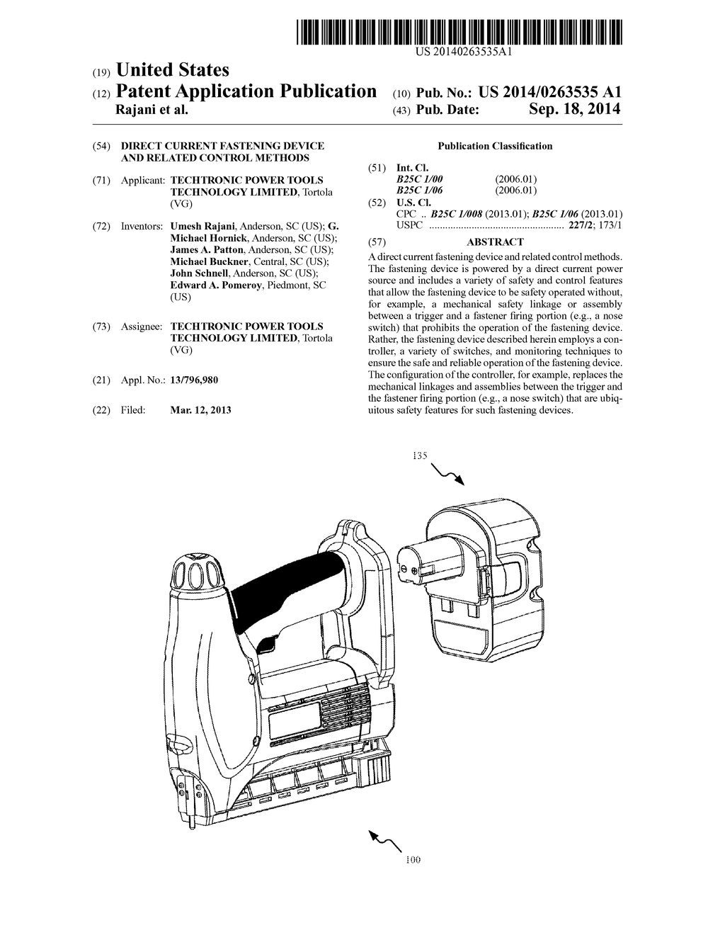 DIRECT CURRENT FASTENING DEVICE AND RELATED CONTROL METHODS - diagram, schematic, and image 01