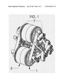 Gear system to assist with transportation on uneven ground and stairs diagram and image