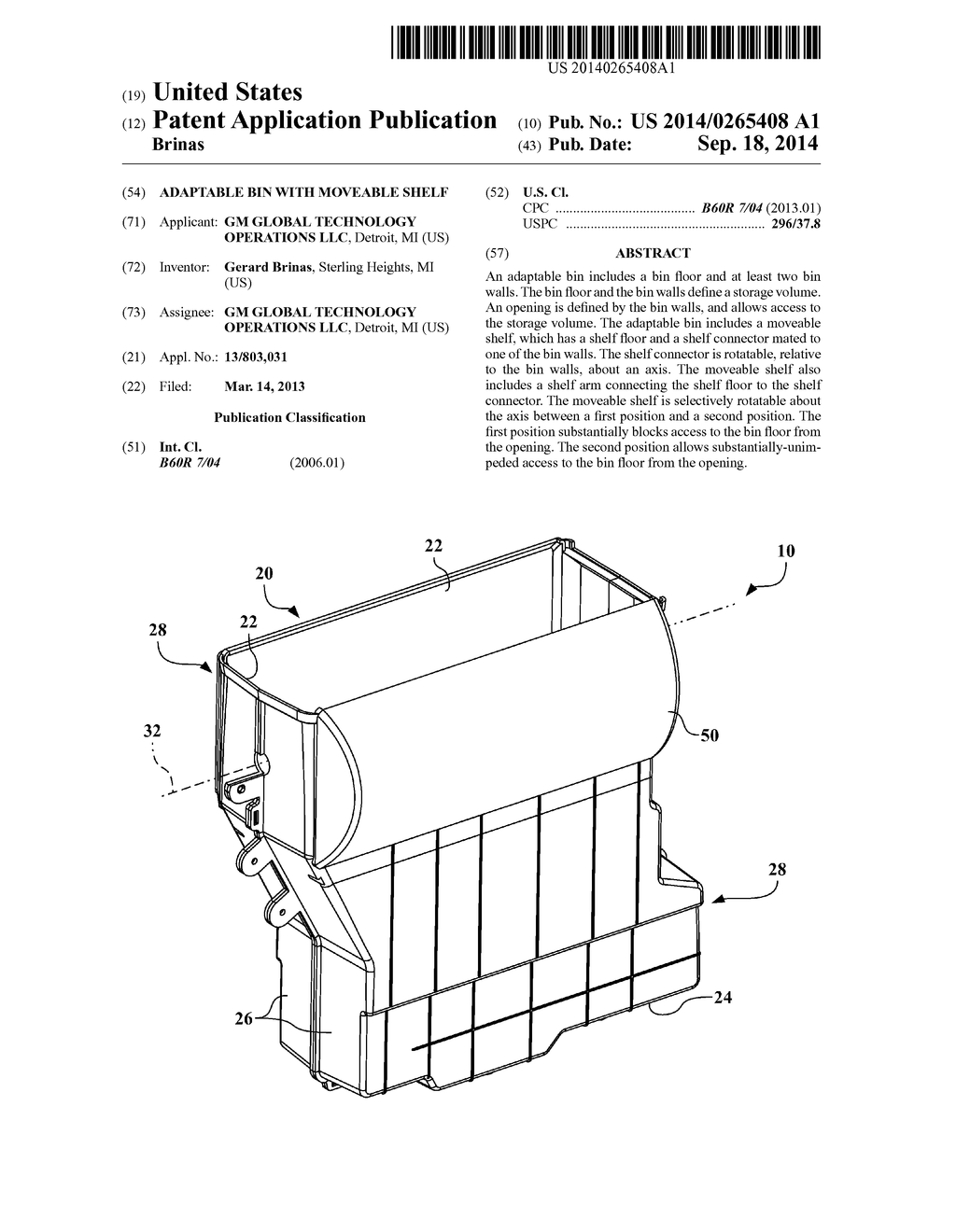 ADAPTABLE BIN WITH MOVEABLE SHELF - diagram, schematic, and image 01