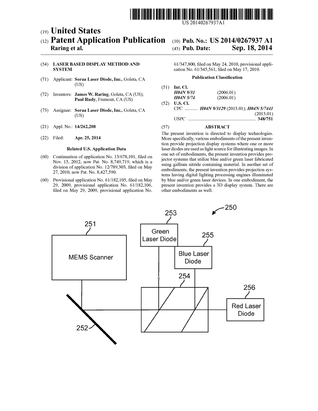 LASER BASED DISPLAY METHOD AND SYSTEM - diagram, schematic, and image 01