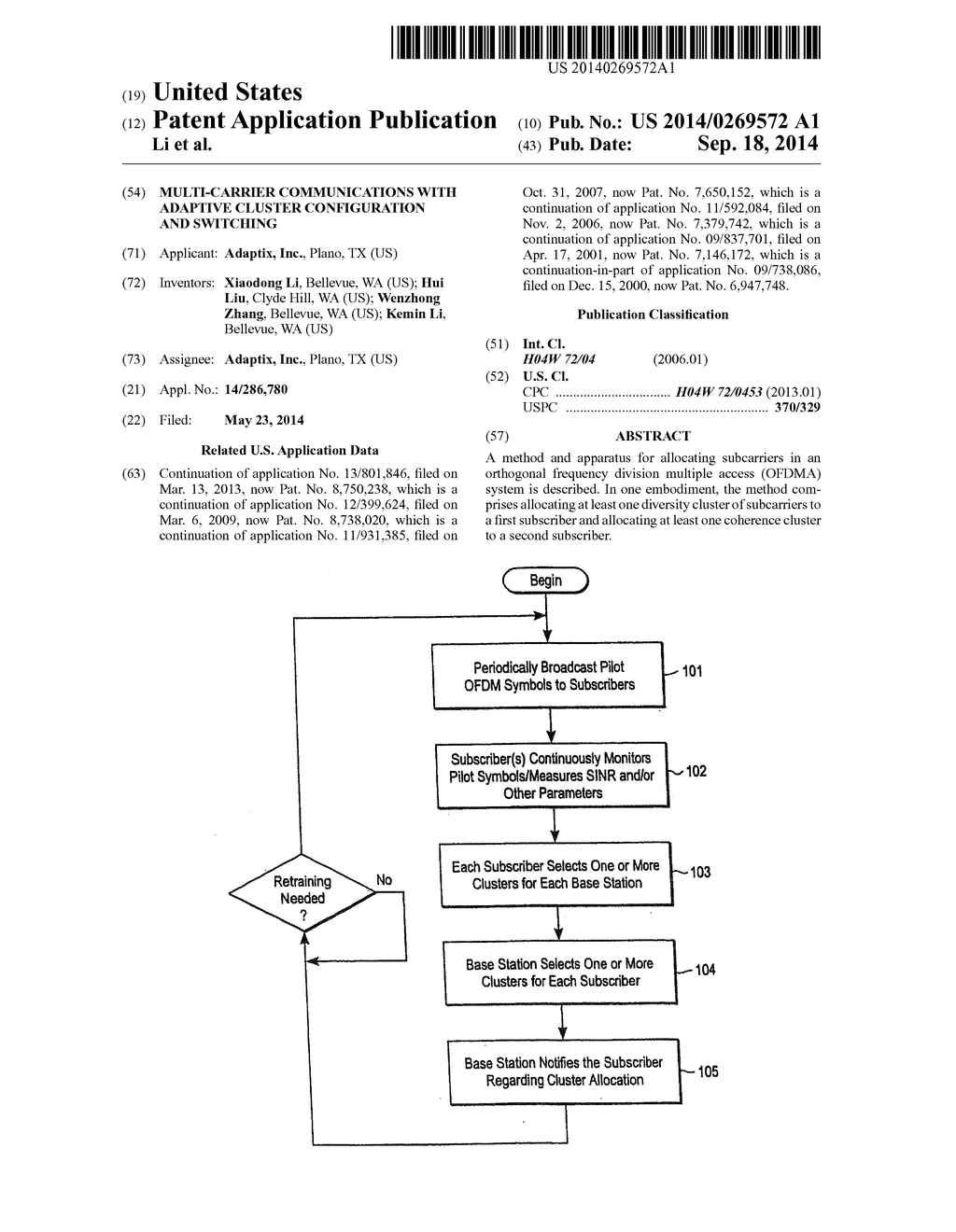 MULTI-CARRIER COMMUNICATIONS WITH ADAPTIVE CLUSTER CONFIGURATION AND     SWITCHING - diagram, schematic, and image 01