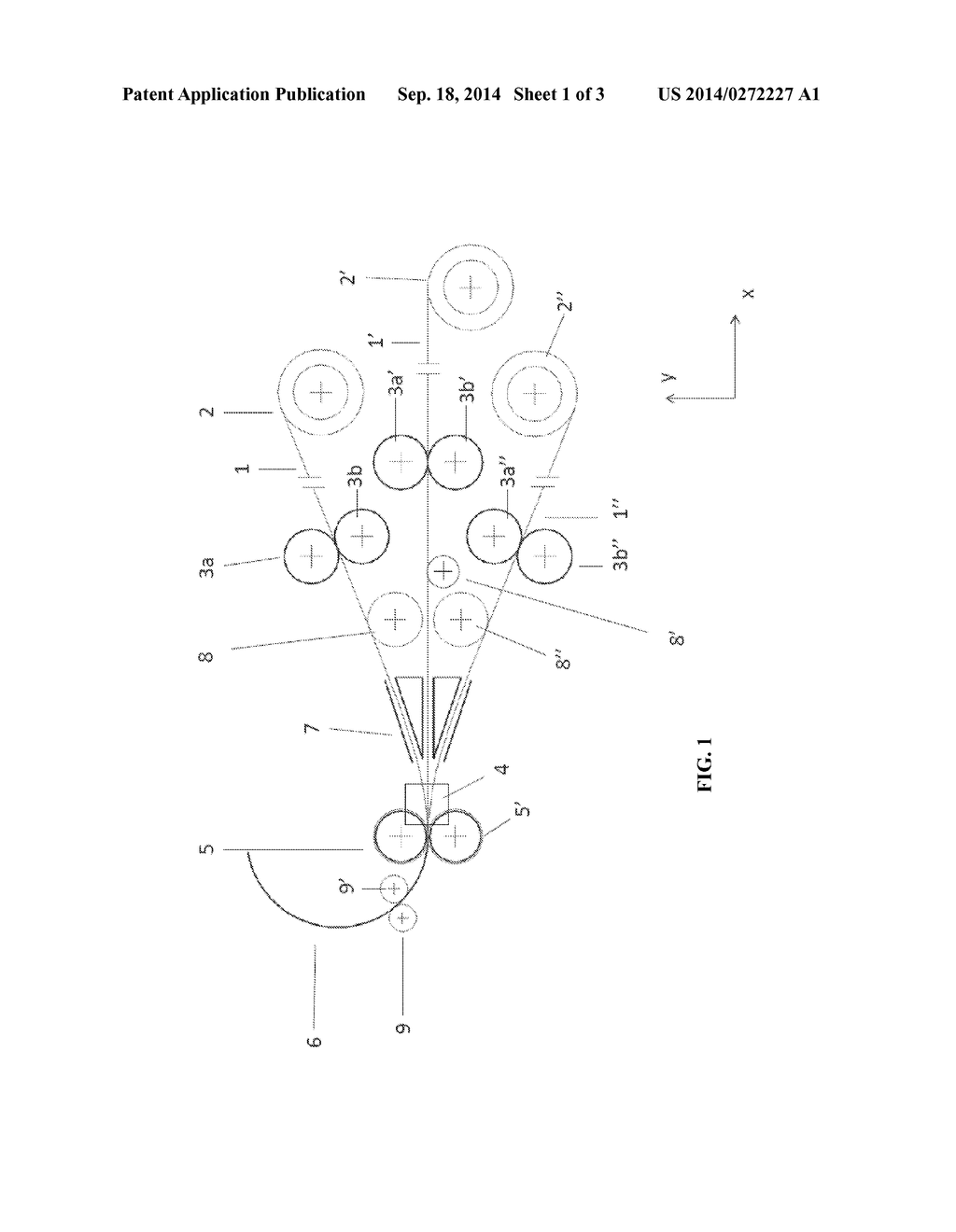 METHOD FOR THE CONTINUOUS PRODUCTION OF LAMINATES MADE OF FIBRE BANDS AND     USE THEREOF - diagram, schematic, and image 02