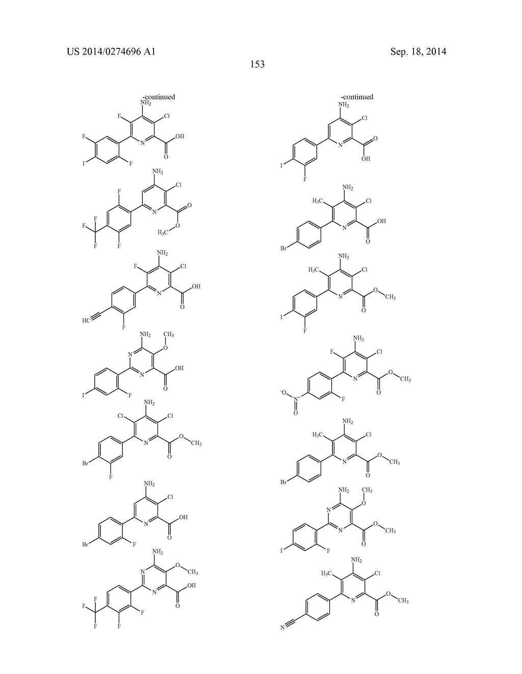 4-AMINO-6-(4-SUBSTITUTED-PHENYL)-PICOLINATES AND     6-AMINO-2-(4-SUBSTITUTED-PHENYL)-PYRIMIDINE-4-CARBOXYLATES AND THEIR USE     AS HERBICIDES - diagram, schematic, and image 154