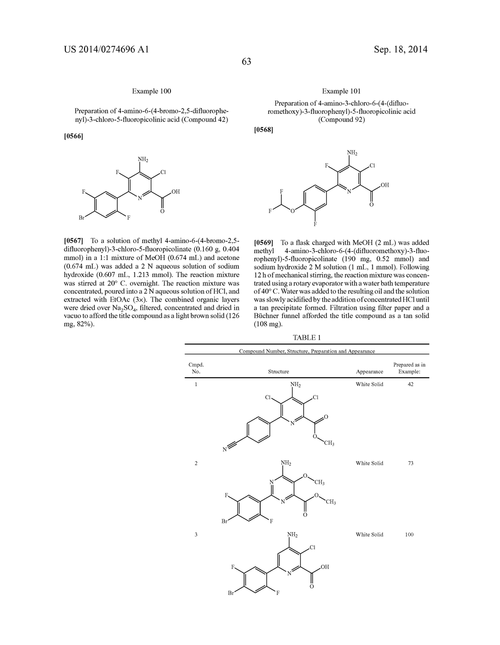 4-AMINO-6-(4-SUBSTITUTED-PHENYL)-PICOLINATES AND     6-AMINO-2-(4-SUBSTITUTED-PHENYL)-PYRIMIDINE-4-CARBOXYLATES AND THEIR USE     AS HERBICIDES - diagram, schematic, and image 64