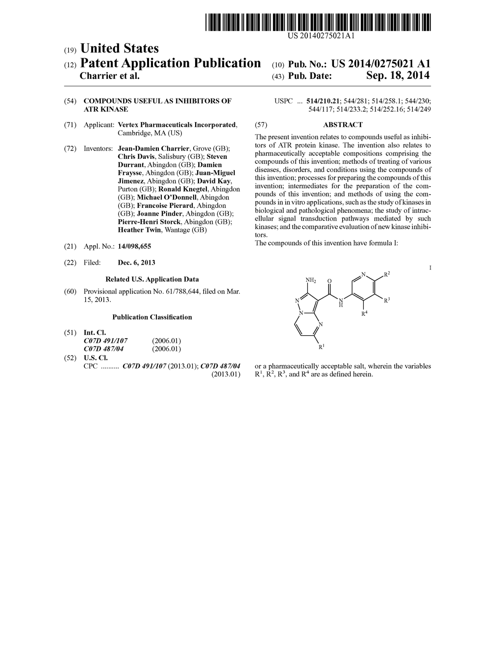 COMPOUNDS USEFUL AS INHIBITORS OF ATR KINASE - diagram, schematic, and image 01