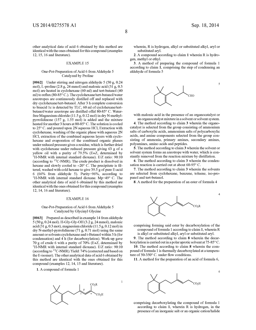 2-(ALKOXY OR ARYLOXY CARBONYL)-4-METHYL-6-(2,6,6-TRIMETHYLCYCLOHEX-1-     ENYL)HEX-2-ENOIC ACID COMPOUNDS, ITS PREPARATION AND USE - diagram, schematic, and image 09