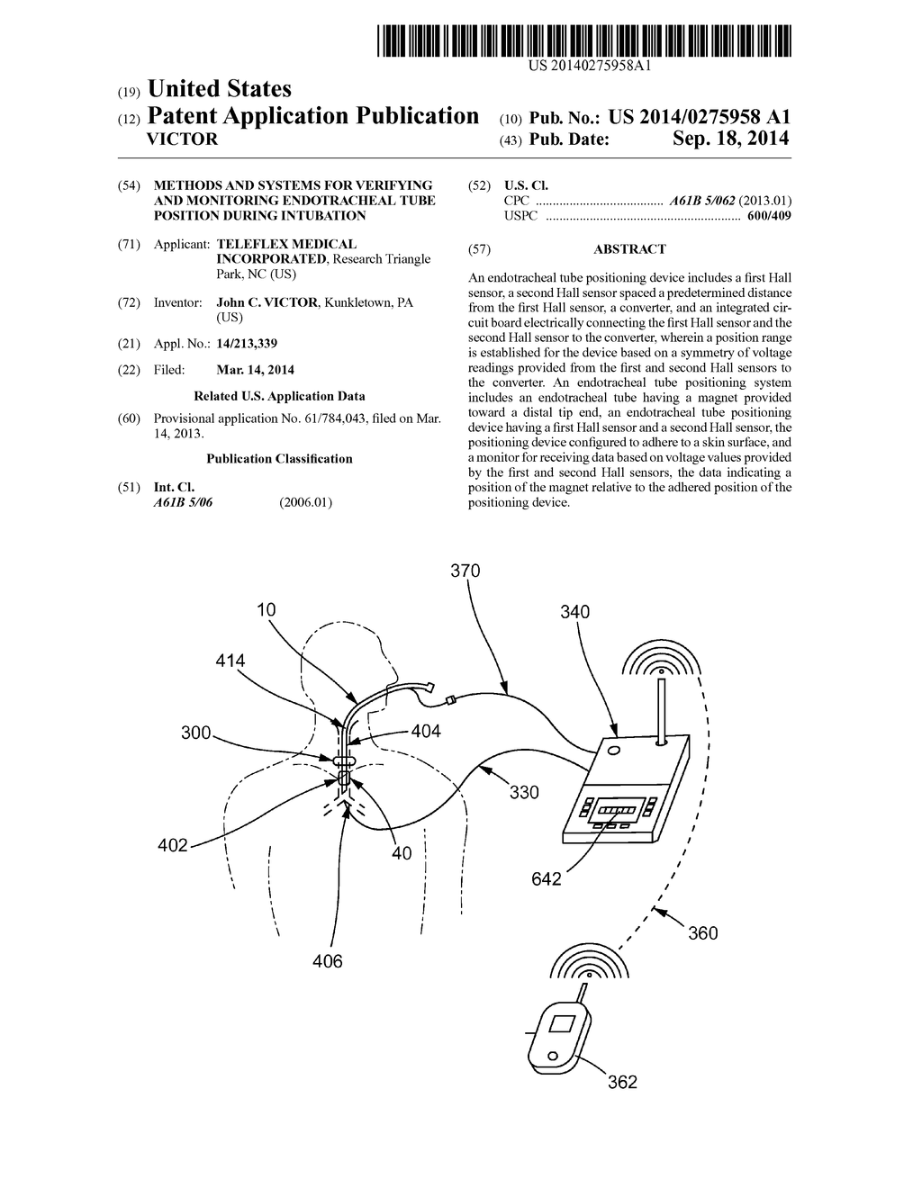 METHODS AND SYSTEMS FOR VERIFYING AND MONITORING ENDOTRACHEAL TUBE     POSITION DURING INTUBATION - diagram, schematic, and image 01