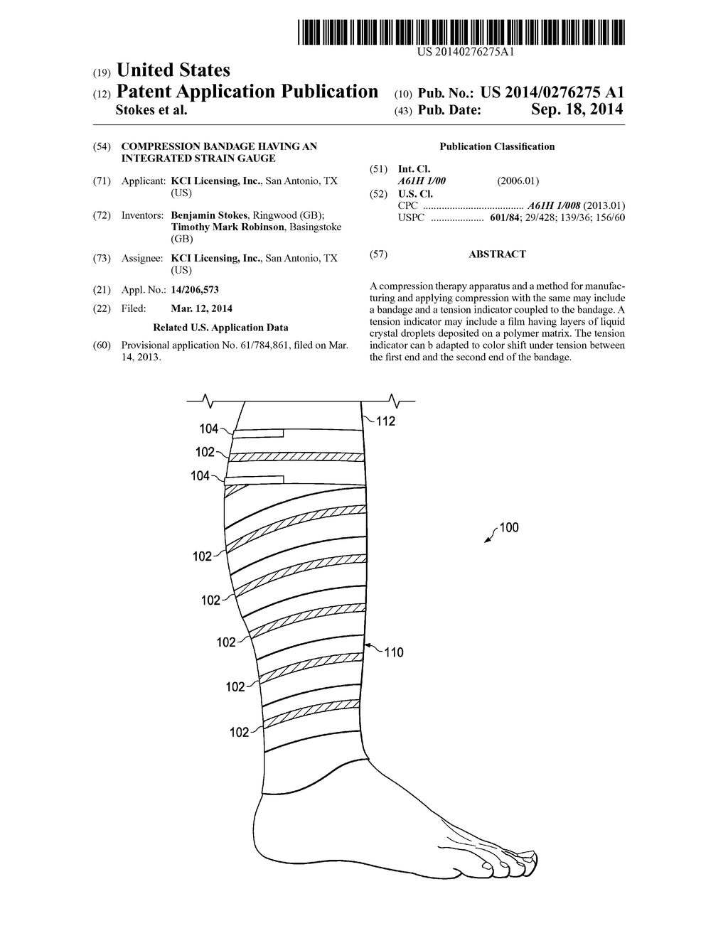 COMPRESSION BANDAGE HAVING AN INTEGRATED STRAIN GAUGE - diagram, schematic, and image 01