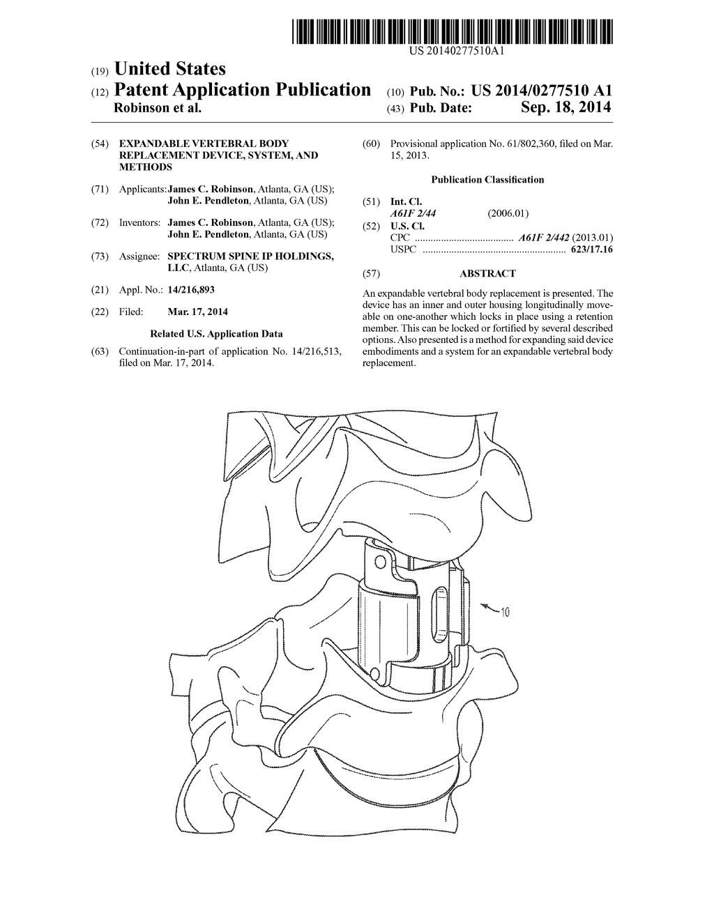 EXPANDABLE VERTEBRAL BODY REPLACEMENT DEVICE, SYSTEM, AND METHODS - diagram, schematic, and image 01