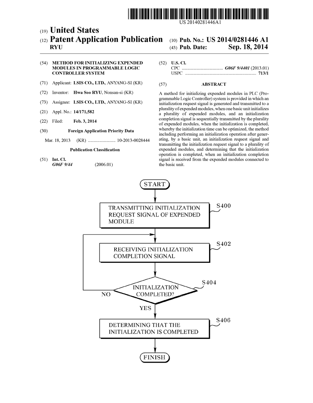 METHOD FOR INITIALIZING EXPENDED MODULES IN PROGRAMMABLE LOGIC CONTROLLER     SYSTEM - diagram, schematic, and image 01