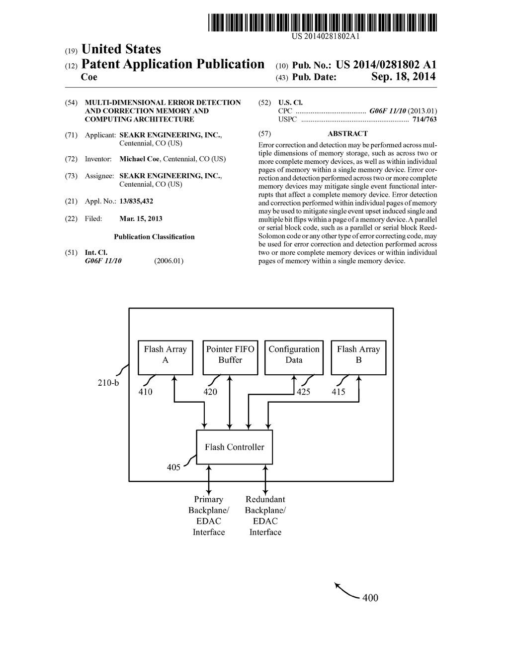 MULTI-DIMENSIONAL ERROR DETECTION AND CORRECTION MEMORY AND COMPUTING     ARCHITECTURE - diagram, schematic, and image 01