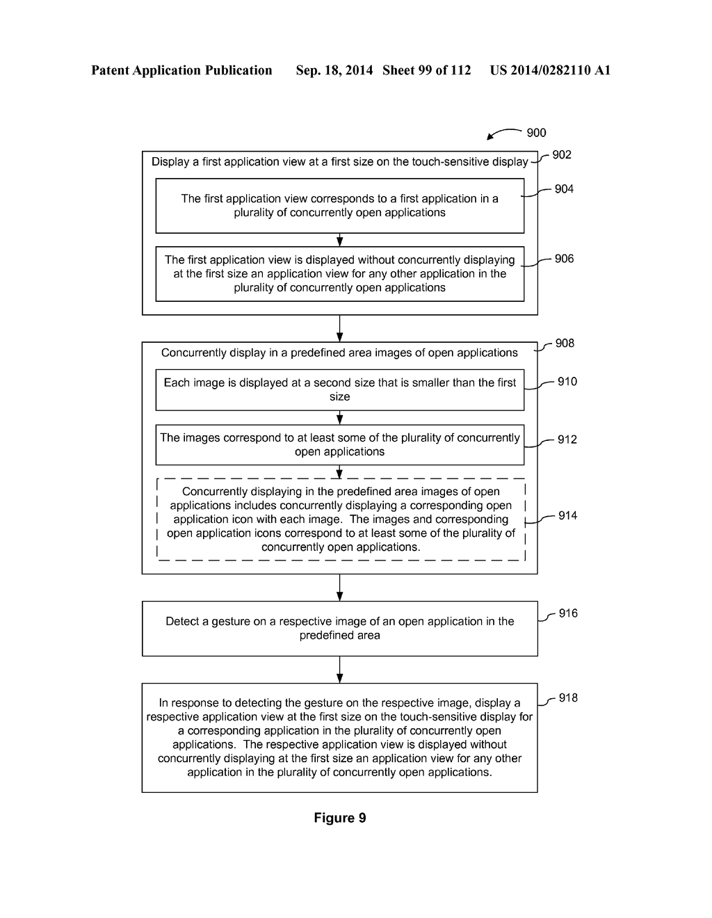 DEVICE, METHOD, AND GRAPHICAL USER INTERFACE FOR MANAGING CONCURRENTLY     OPEN SOFTWARE APPLICATIONS - diagram, schematic, and image 100