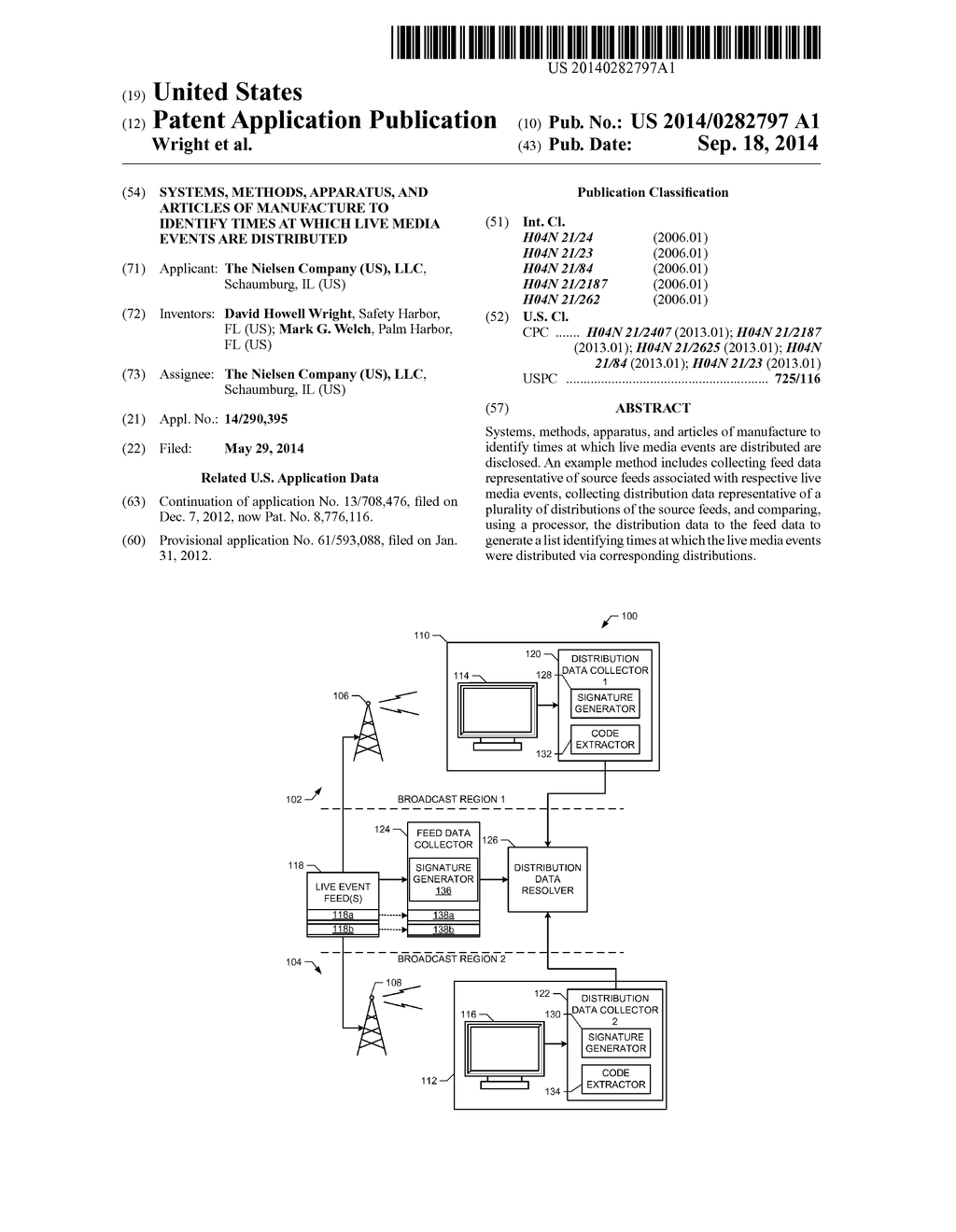 SYSTEMS, METHODS, APPARATUS, AND ARTICLES OF MANUFACTURE TO IDENTIFY TIMES     AT WHICH LIVE MEDIA EVENTS ARE DISTRIBUTED - diagram, schematic, and image 01