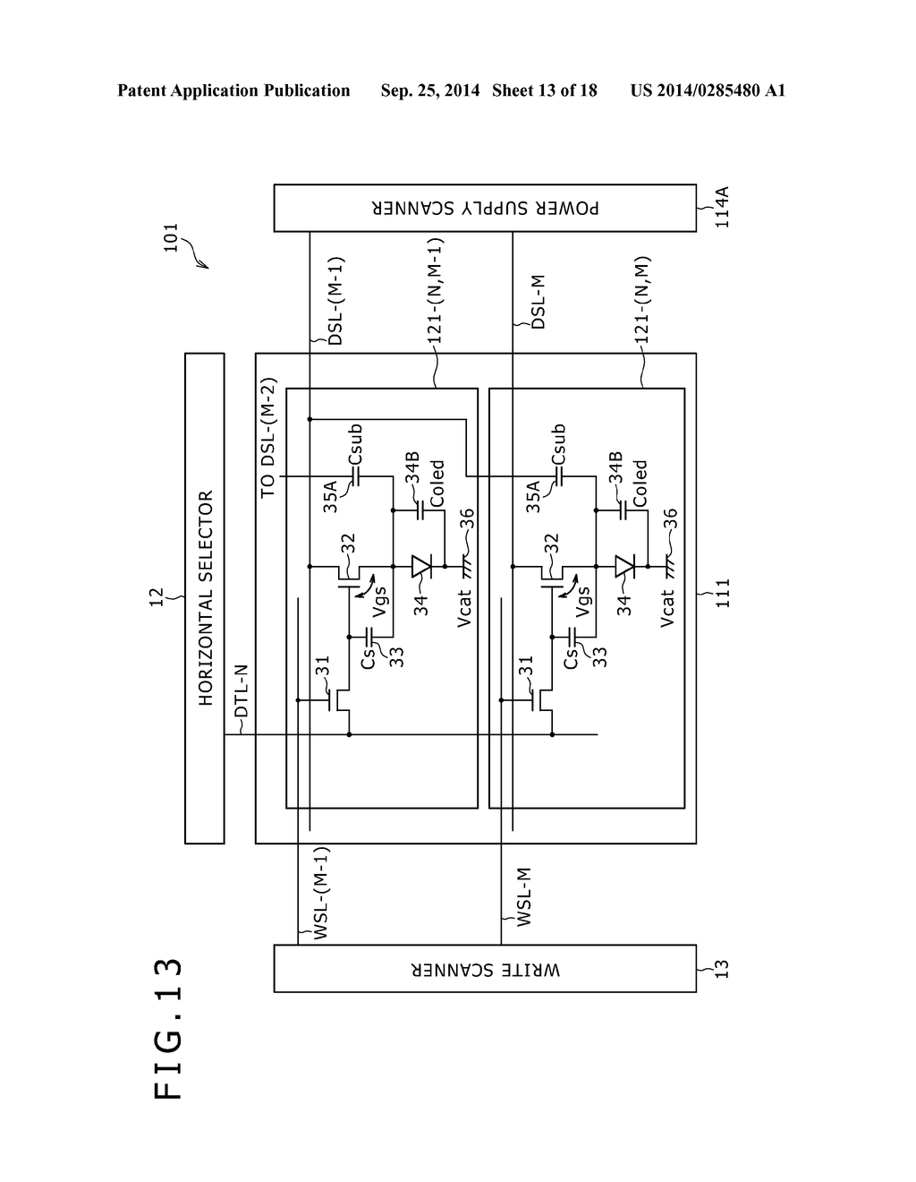 DISPLAY APPARATUS AND DRIVING CONTROLLING METHOD WITH TEMPORARY LOWERING     OF POWER SUPPLY POTENTIAL DURING MOBILITY CORRECTION - diagram, schematic, and image 14