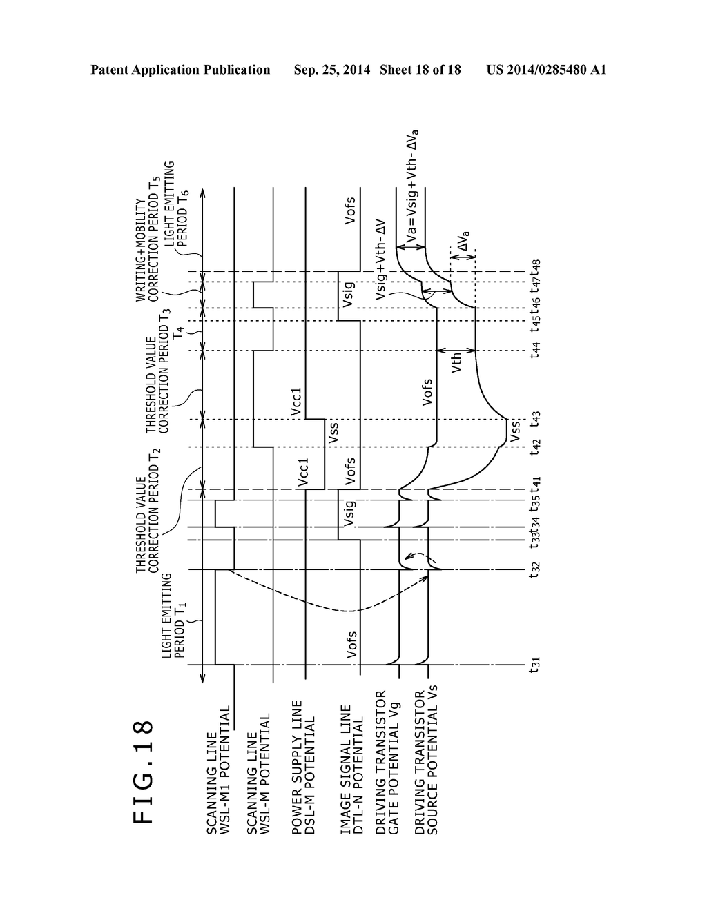 DISPLAY APPARATUS AND DRIVING CONTROLLING METHOD WITH TEMPORARY LOWERING     OF POWER SUPPLY POTENTIAL DURING MOBILITY CORRECTION - diagram, schematic, and image 19