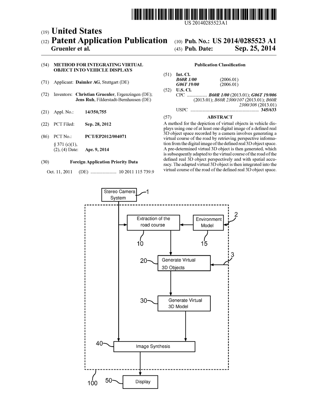 Method for Integrating Virtual Object into Vehicle Displays - diagram, schematic, and image 01