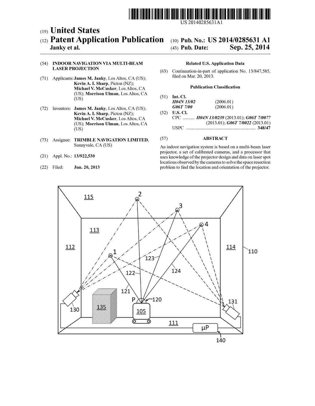 Indoor navigation via multi-beam laser projection - diagram, schematic, and image 01