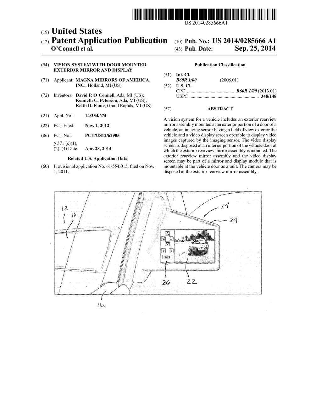 VISION SYSTEM WITH DOOR MOUNTED EXTERIOR MIRROR AND DISPLAY - diagram, schematic, and image 01