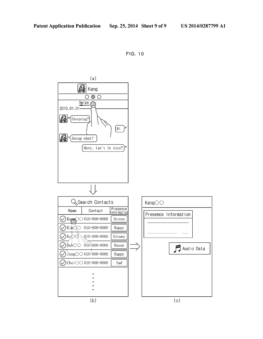 SYSTEM, DEVICE AND METHOD FOR PROVIDING PRESENCE INFORMATION USING AUDIO     DATA - diagram, schematic, and image 10