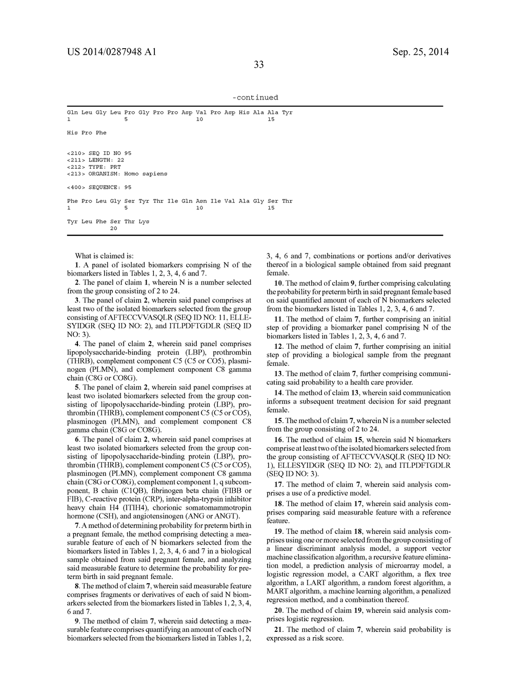 BIOMARKERS AND METHODS FOR PREDICTING PRETERM BIRTH - diagram, schematic, and image 34