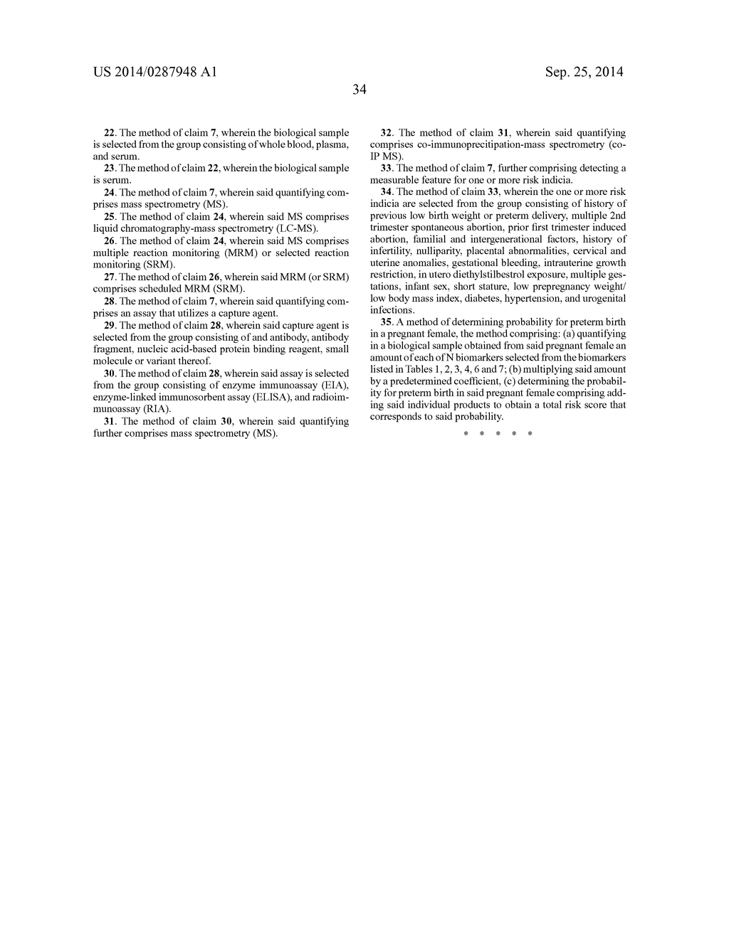 BIOMARKERS AND METHODS FOR PREDICTING PRETERM BIRTH - diagram, schematic, and image 35