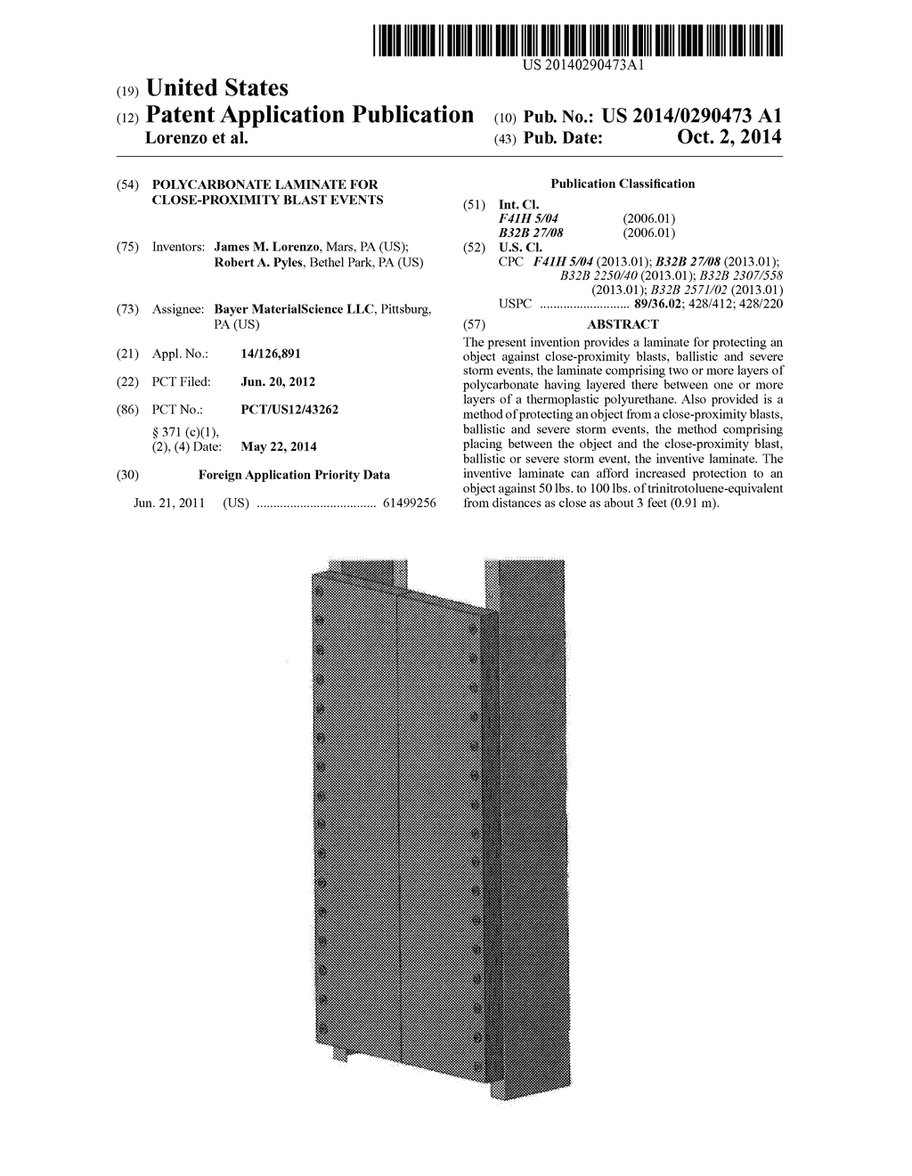 POLYCARBONATE LAMINATE FOR CLOSE-PROXIMITY BLAST EVENTS - diagram, schematic, and image 01