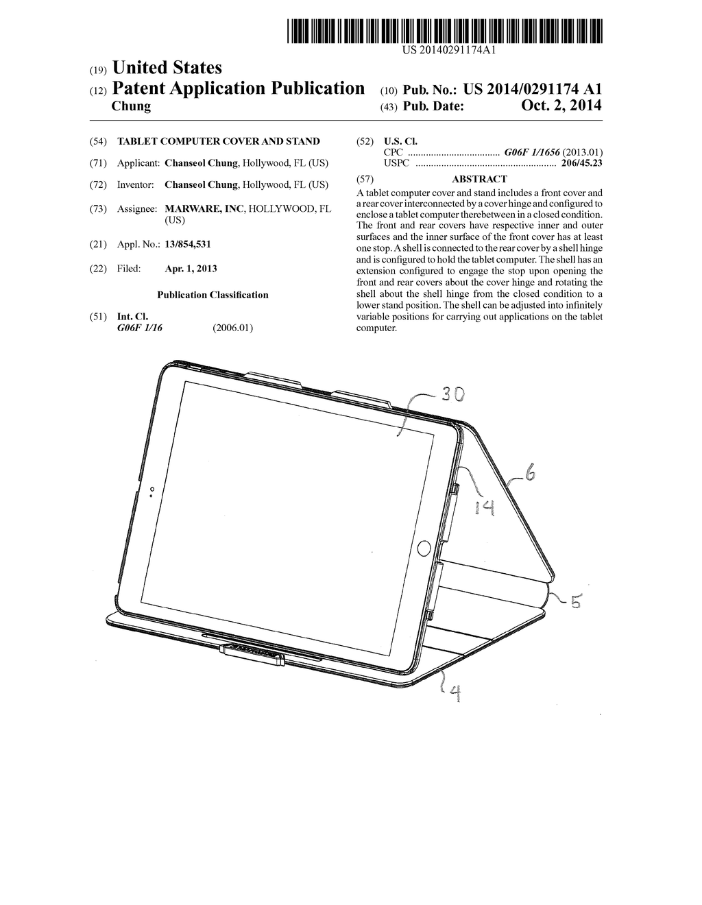 TABLET COMPUTER COVER AND STAND - diagram, schematic, and image 01