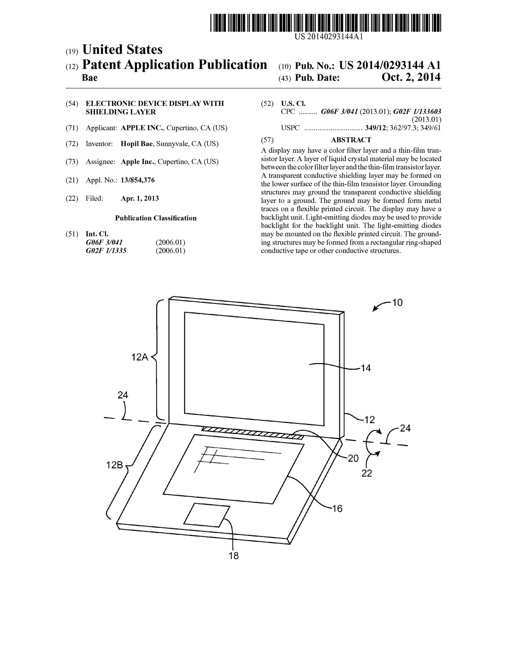 Electronic Device Display With Shielding Layer - diagram, schematic, and image 01