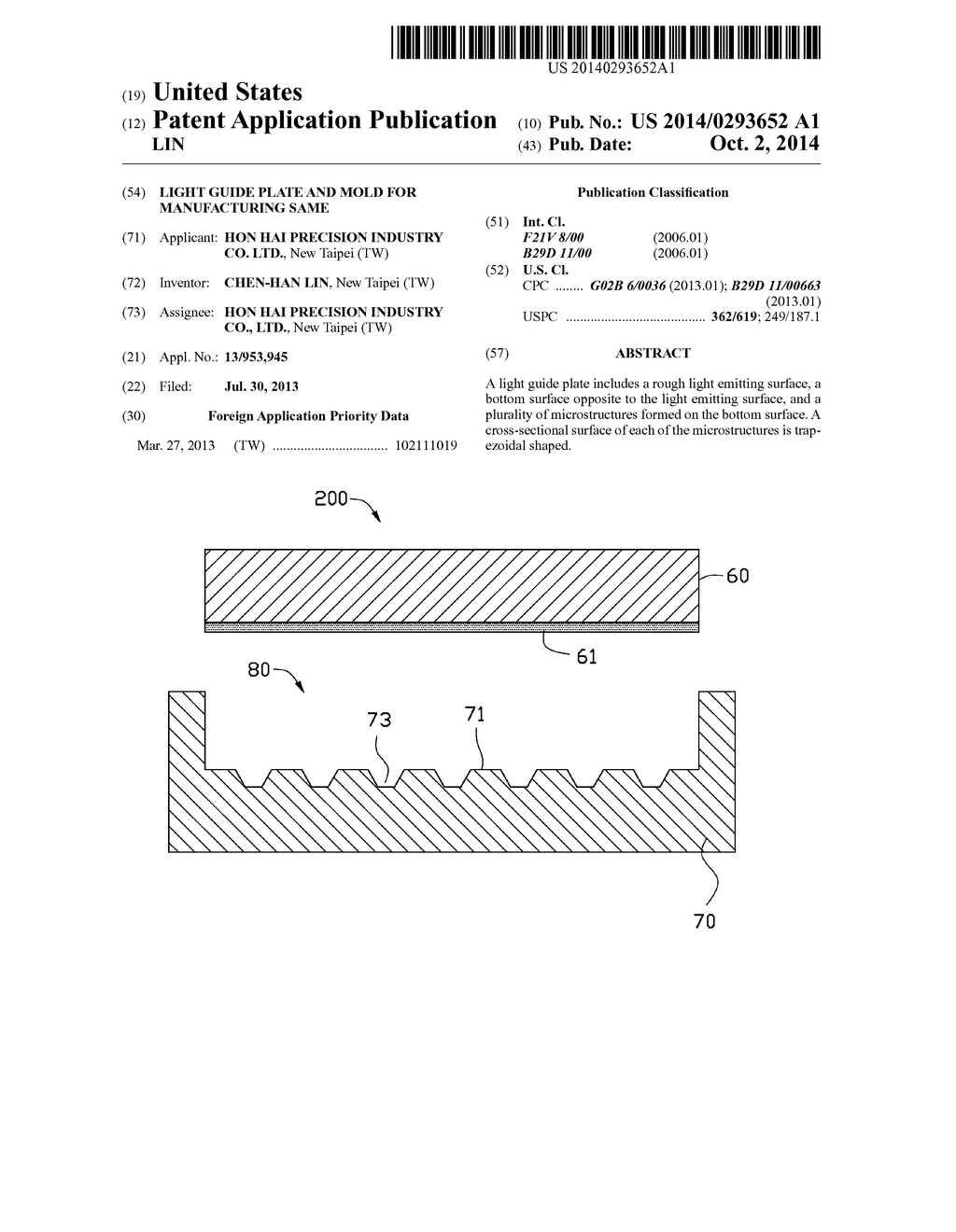 LIGHT GUIDE PLATE AND MOLD FOR MANUFACTURING SAME - diagram, schematic, and image 01