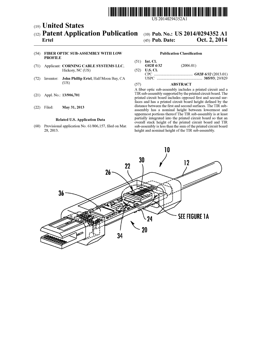 FIBER OPTIC SUB-ASSEMBLY WITH LOW PROFILE - diagram, schematic, and image 01