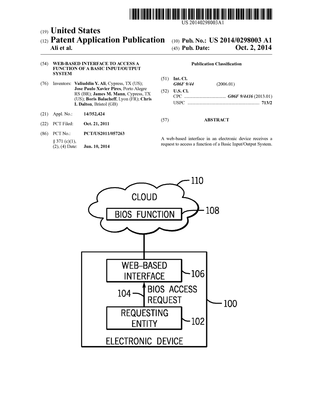 WEB-BASED INTERFACE TO ACCESS A FUNCTION OF A BASIC INPUT/OUTPUT SYSTEM - diagram, schematic, and image 01