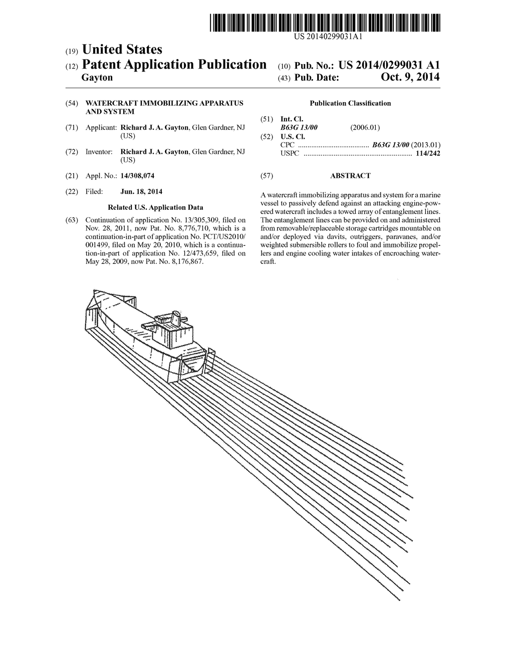 WATERCRAFT IMMOBILIZING APPARATUS AND SYSTEM - diagram, schematic, and image 01