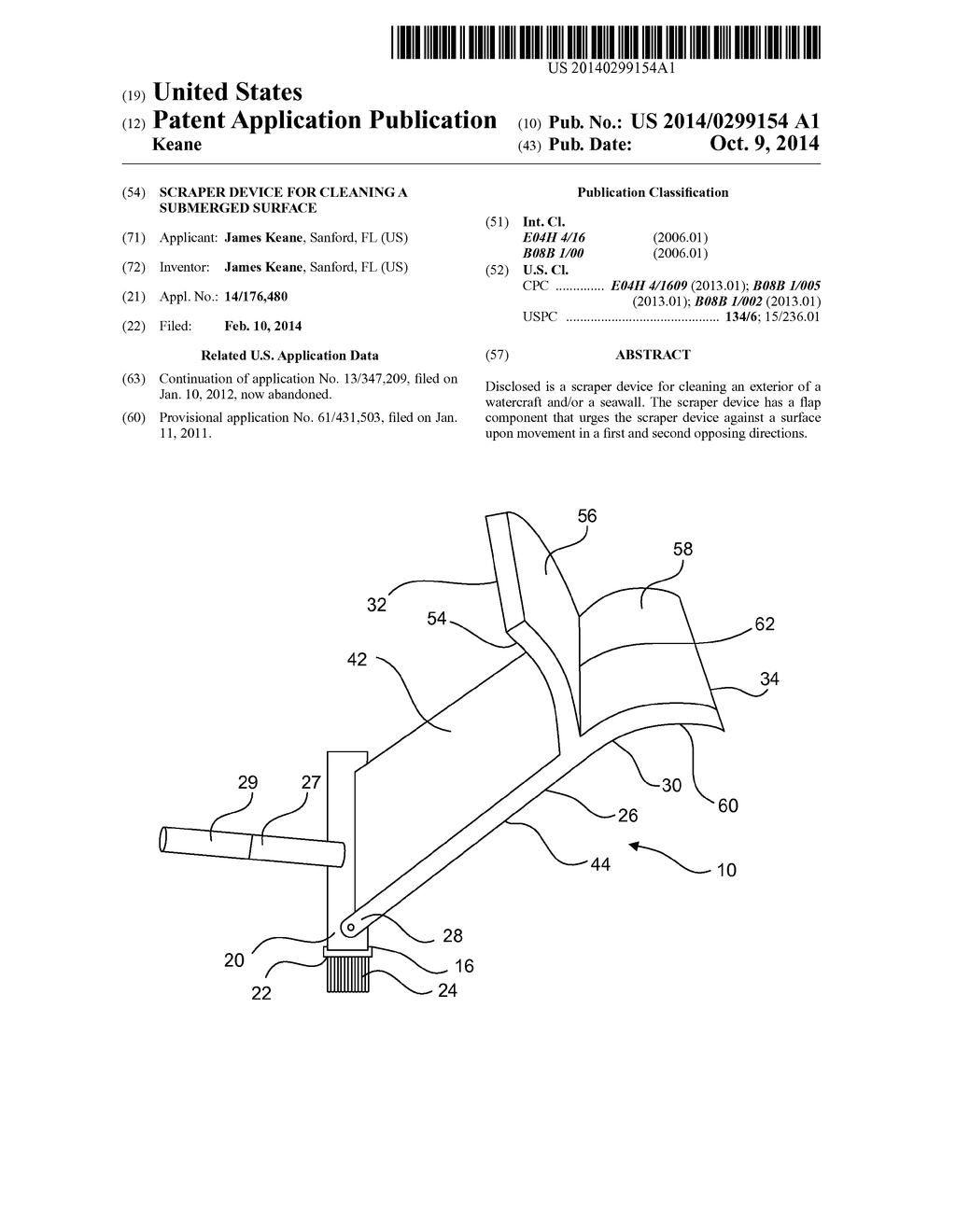 SCRAPER DEVICE FOR CLEANING A SUBMERGED SURFACE - diagram, schematic, and image 01