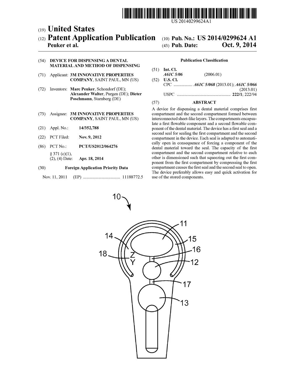 DEVICE FOR DISPENSING A DENTAL MATERIAL AND METHOD OF DISPENSING - diagram, schematic, and image 01