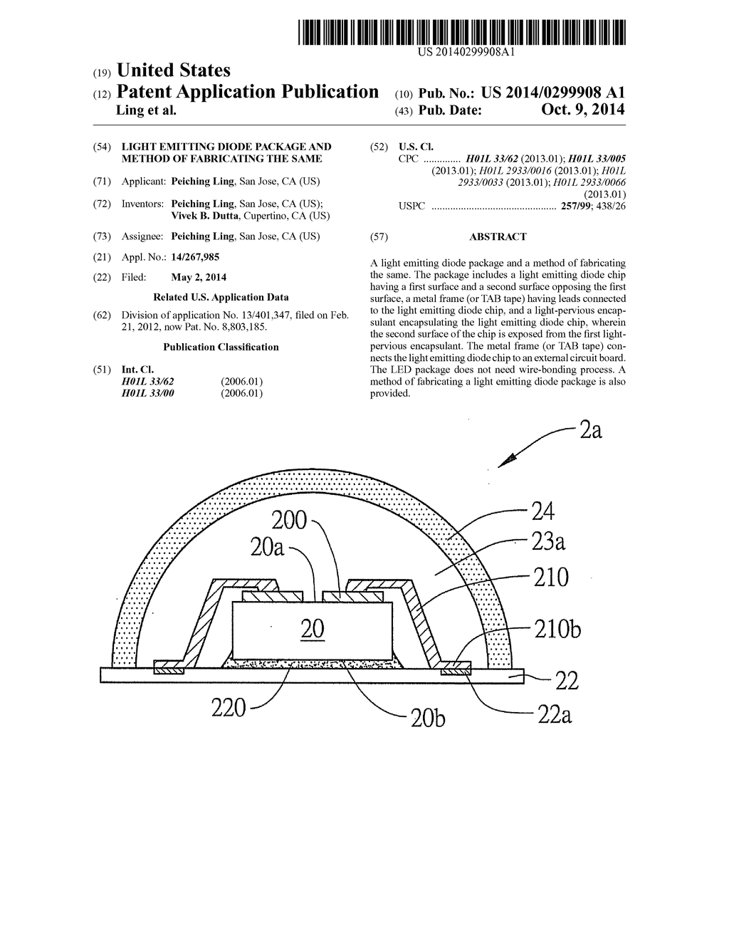 LIGHT EMITTING DIODE PACKAGE AND METHOD OF FABRICATING THE SAME - diagram, schematic, and image 01