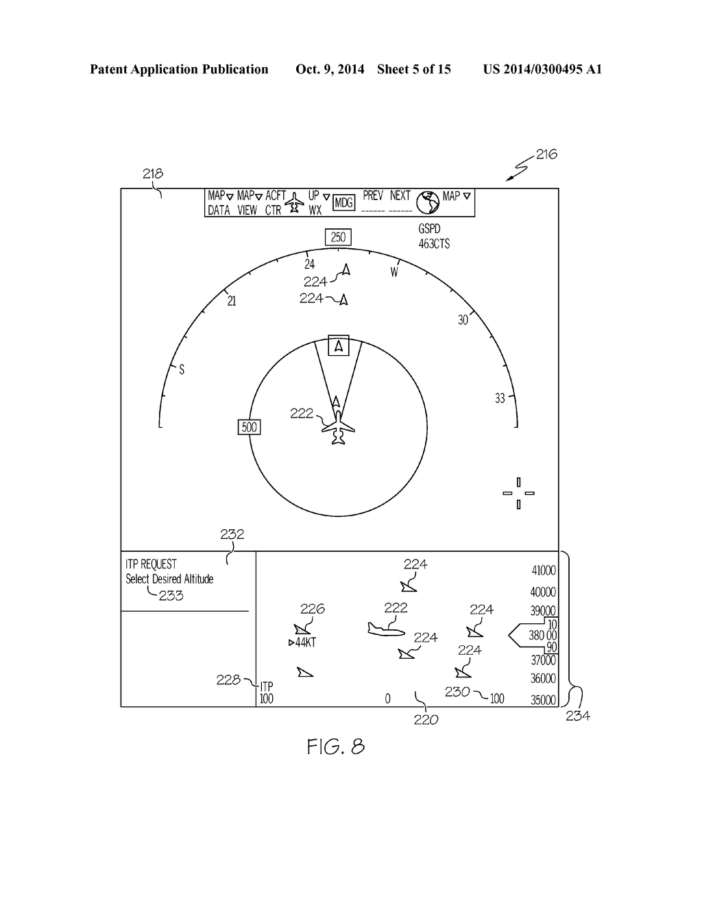 SYSTEM AND METHOD FOR DISPLAYING SYMBOLOGY ON AN IN-TRAIL PROCEDURE     DISPLAY GRAPHICALLY AND TEXTUALLY REPRESENTATIVE OF A VERTICAL TRAFFIC     SCENARIO AND AIR- TRAFFIC-CONTROL NEGOTIATION - diagram, schematic, and image 06