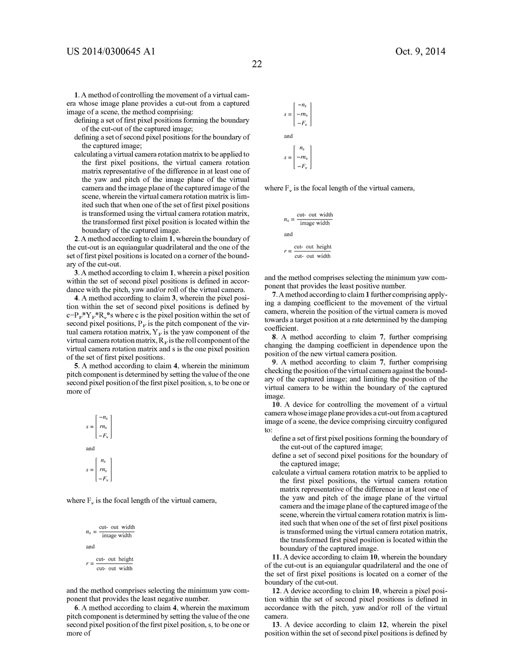 METHOD AND APPARATUS FOR CONTROLLING A VIRTUAL CAMERA - diagram, schematic, and image 41