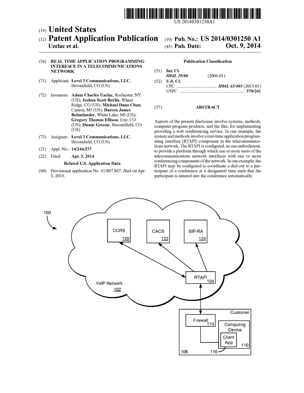 REAL TIME APPLICATION PROGRAMMING INTERFACE IN A TELECOMMUNICATIONS     NETWORK - diagram, schematic, and image 01