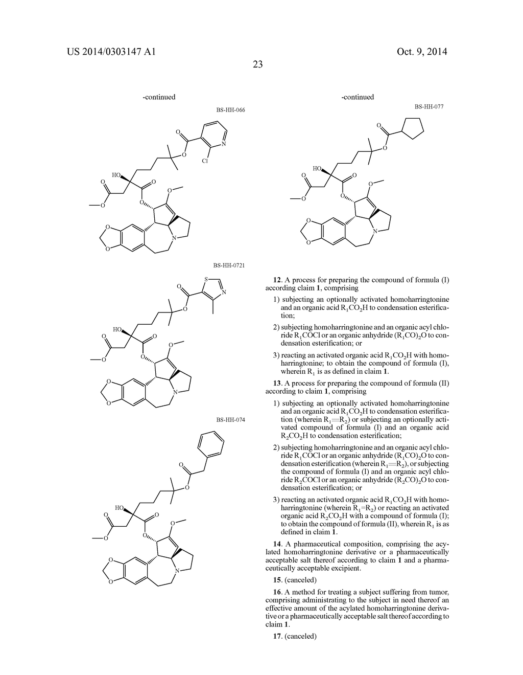 ACYLATED DERIVATIVE OF HOMOHARRINGTONINE, PREPARATION METHOD THEREFOR, AND     APPLICATION THEREOF - diagram, schematic, and image 35
