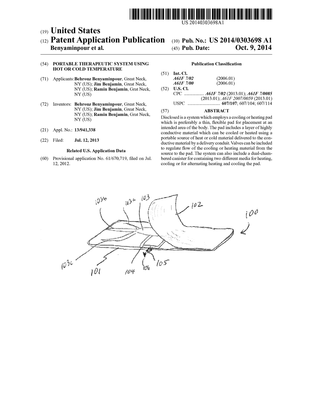 PORTABLE THERAPEUTIC SYSTEM USING HOT OR COLD TEMPERATURE - diagram, schematic, and image 01