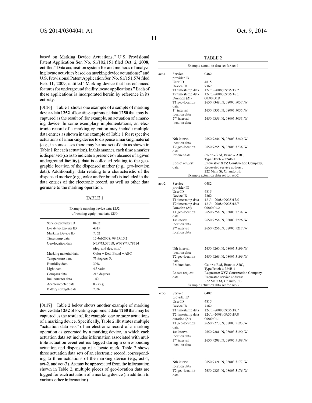 METHODS AND APPARATUS FOR ANALYZING LOCATE AND MARKING OPERATIONS WITH     RESPECT TO ENVIRONMENTAL LANDMARKS - diagram, schematic, and image 24