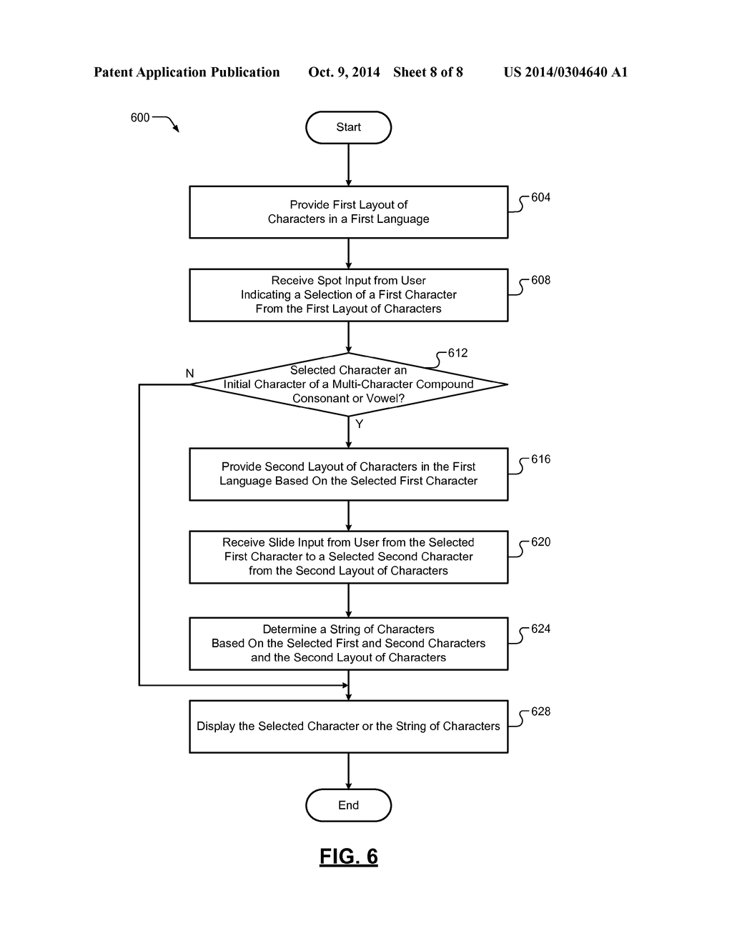 TECHNIQUES FOR INPUT OF A MULTI-CHARACTER COMPOUND CONSONANT OR VOWEL AND     TRANSLITERATION TO ANOTHER LANGUAGE USING A TOUCH COMPUTING DEVICE - diagram, schematic, and image 09