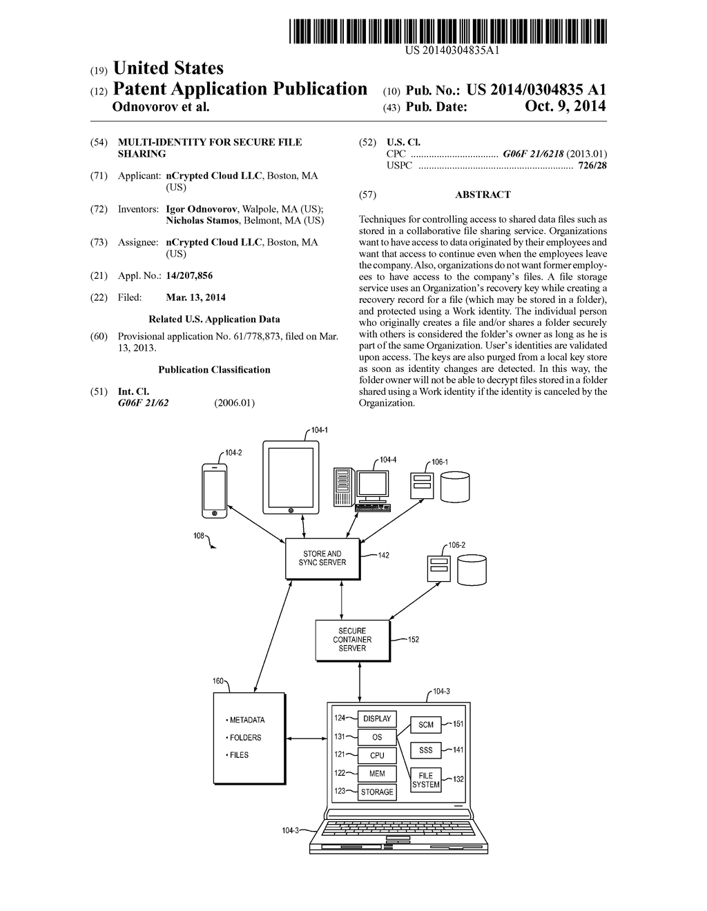 MULTI-IDENTITY FOR SECURE FILE SHARING - diagram, schematic, and image 01