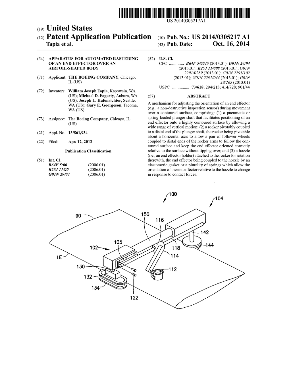 Apparatus for Automated Rastering of an End Effector Over an     Airfoil-Shaped Body - diagram, schematic, and image 01