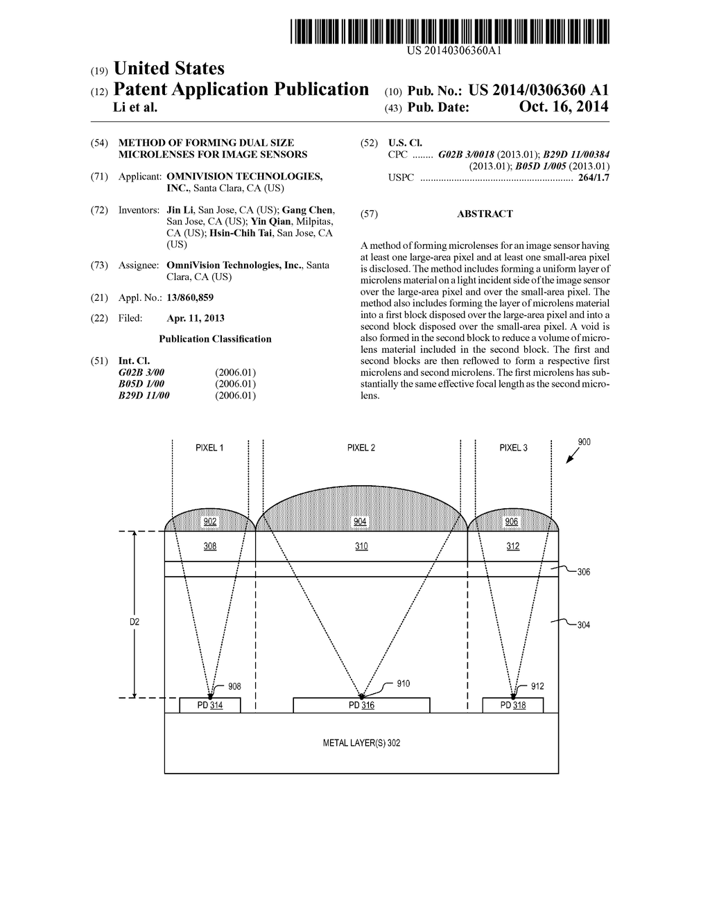 METHOD OF FORMING DUAL SIZE MICROLENSES FOR IMAGE SENSORS - diagram, schematic, and image 01