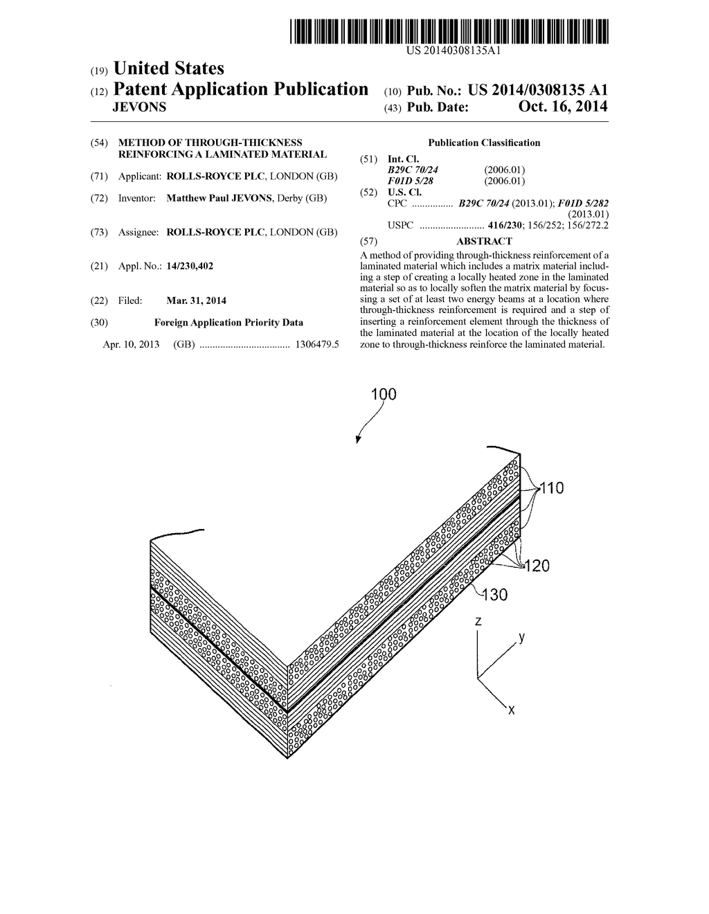 METHOD OF THROUGH-THICKNESS REINFORCING A LAMINATED MATERIAL - diagram, schematic, and image 01